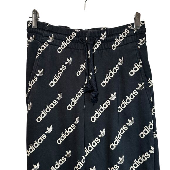 Adidas Originals Logomania Repeat Logo Track Pants Black Tan Small Blokecore Y2K - Picture 3 of 10